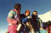 Da sx: Mauro Goio. Bepi Hoffer, Piergiorgio Maggiori atterrati in vetta al Matterhorn Cervino.